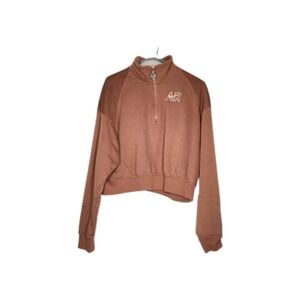 Nike Air Womens Large Fleece Half-zip Cropped Top Pink Crop‎ Sweatshirt